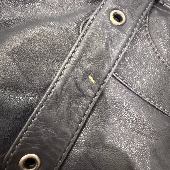 MARC JACOBS BLACK LEATHER GUNMETAL BUCKLE AND BUTTONHOLE HOBO BAG LARGE - Picture 10 of 16